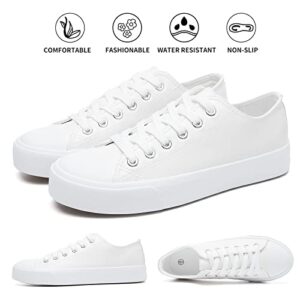 hash bubbie Womens White Sneakers White Shoes Tennis Shoes for Women Women's PU Leather Fashion Sneakers Low top Casual Shoes（PU White.US7）