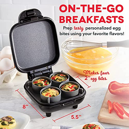 DASH Deluxe Sous Vide Style Egg Bite Maker with Silicone Molds for Breakfast Sandwiches, Healthy Snacks or Desserts, Keto & Paleo Friendly, (1 large, 4 mini) - Black