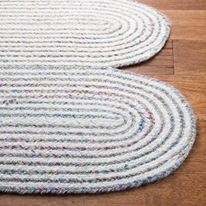 SAFAVIEH Cape Cod Collection Accent Rug - 4' x 6', Ivory & Green, Handmade Braided, Ideal for High Traffic Areas in Entryway, Living Room, Bedroom (CAP229A)