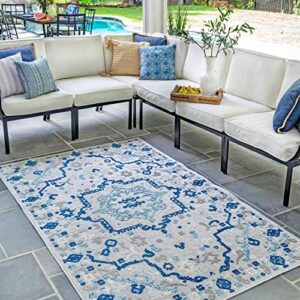 nuloom indoor/outdoor contemporary celestial accent rug, 3x5, blue