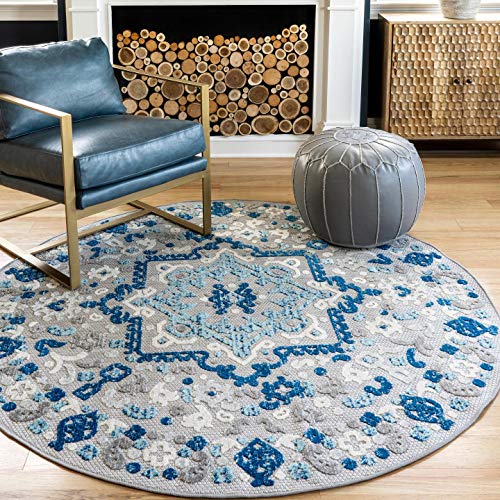 nuLOOM Indoor/Outdoor Contemporary Celestial Accent Rug, 3x5, Blue