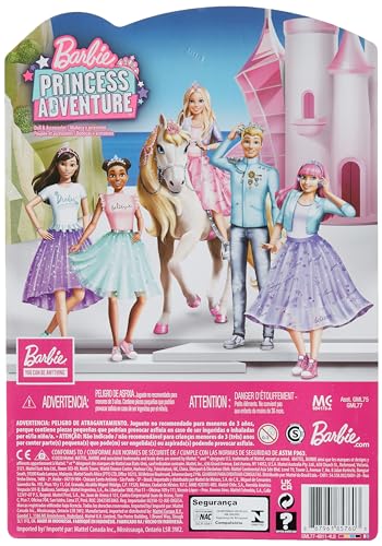 Barbie Princess Adventure Daisy Doll in Princess Fashion (12-inch Curvy) with Pink Hair, Pet Kitten, Tiara, 2 Pairs of Shoes and Accessories, for 3 to 7 Year Olds