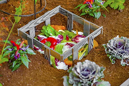 Vita Urbana 3 Foot x 5 Foot Embossed Vinyl Keyhole Garden with Composting Basket, Slate Grey, Gray, PVC, BPA and Pthalate Free, Woodgrain, VT17602