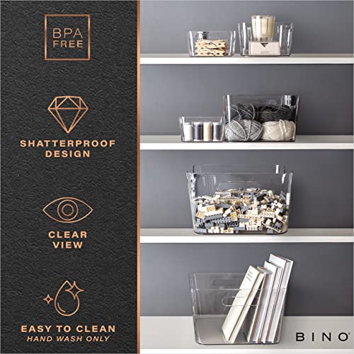 BINO | Plastic Organizer Bins, Small - 2 Pack, Clear | The SOHO Collection | Multi-Use Organizer Bins | Pantry Organizer & Freezer Organizer | Plastic Storage Container | Bins for Home & Kitchen Org
