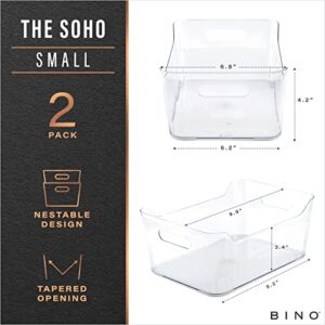 BINO | Plastic Organizer Bins, Small - 2 Pack, Clear | The SOHO Collection | Multi-Use Organizer Bins | Pantry Organizer & Freezer Organizer | Plastic Storage Container | Bins for Home & Kitchen Org