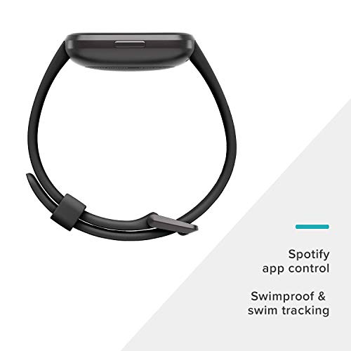 Fitbit Versa 2 Health & Fitness Smartwatch with Heart Rate, Music, Alexa Built-in, Sleep & Swim Tracking, Black/Carbon, One Size (S & L Bands Included) (Renewed)