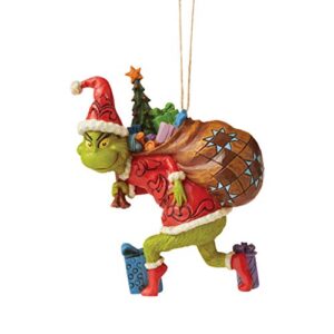 enesco jim shore the grinch tiptoeing hanging ornament, 4.45" h, multicolor for christmas