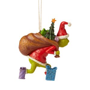 Enesco Jim Shore The Grinch Tiptoeing Hanging Ornament, 4.45" H, Multicolor for Christmas