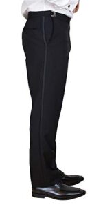 sir gregory men's fitted flat front tuxedo pants formal satin stripe trousers with adjustable waistband size 30-32 waist x 30 length black
