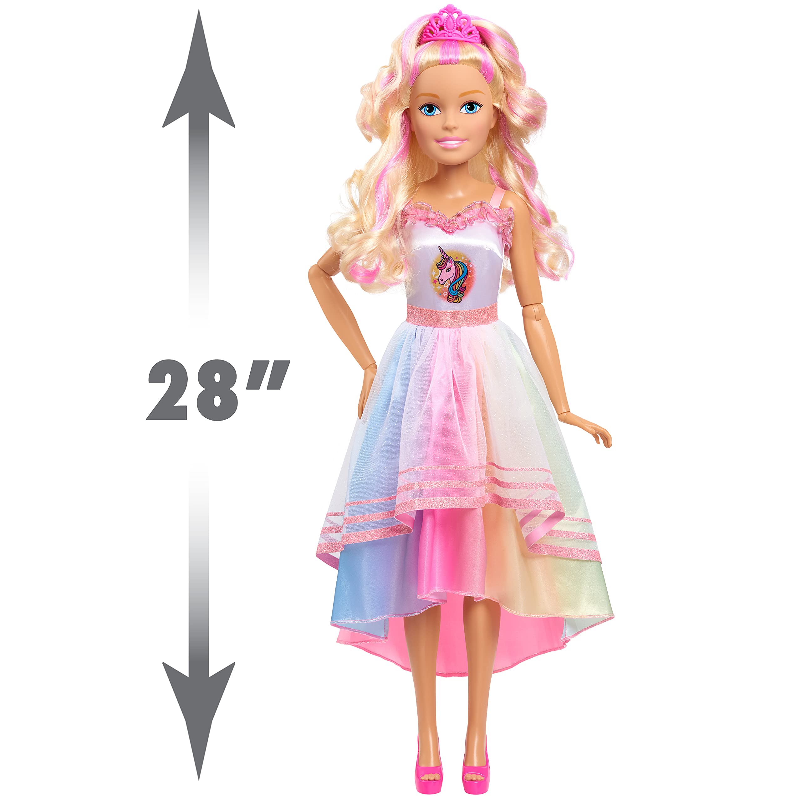 Just Play Barbie 28-inch Best Fashion Friend Unicorn Party Doll, Blonde Hair, Kids Toys for Ages 3 Up, Amazon Exclusive