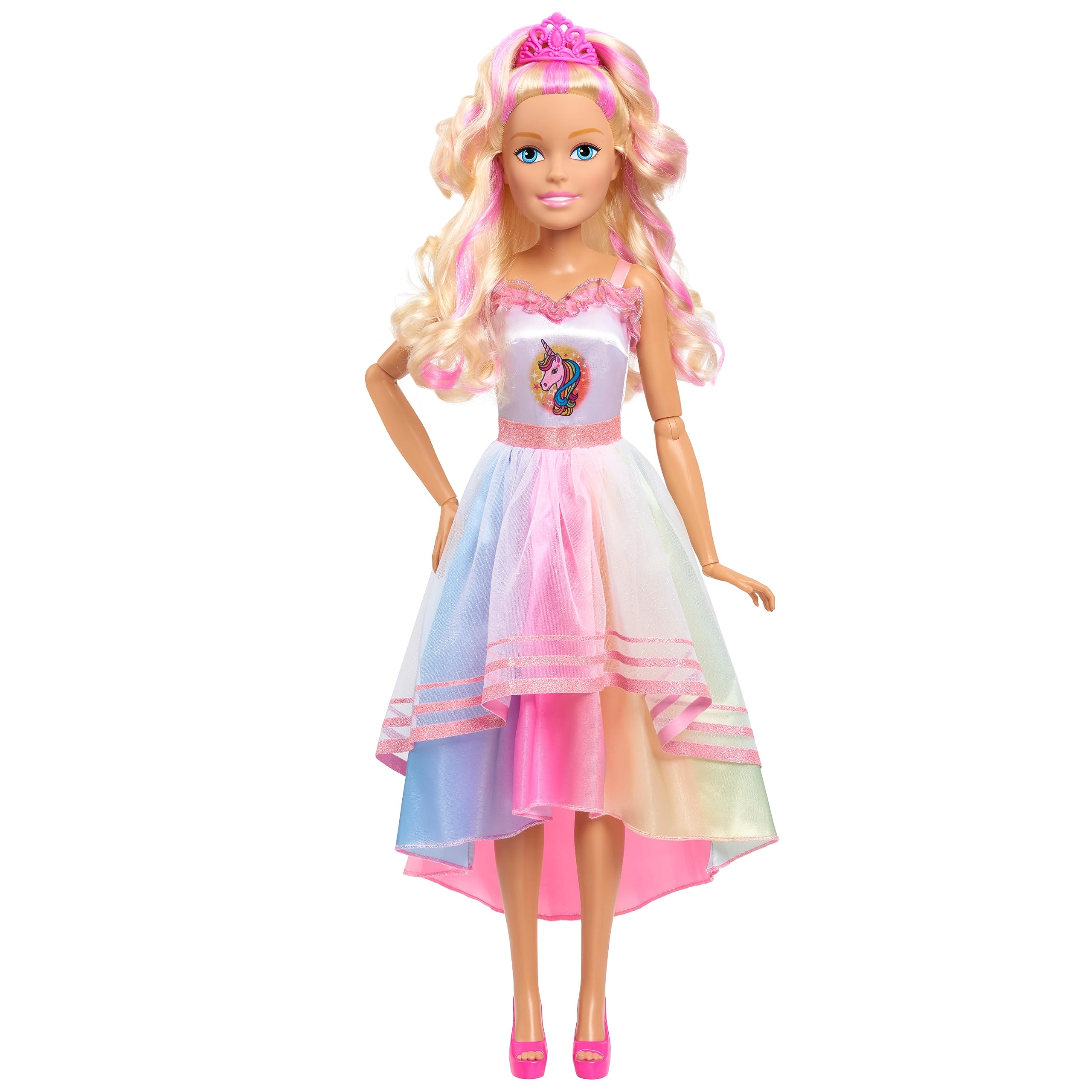 Just Play Barbie 28-inch Best Fashion Friend Unicorn Party Doll, Blonde Hair, Kids Toys for Ages 3 Up, Amazon Exclusive