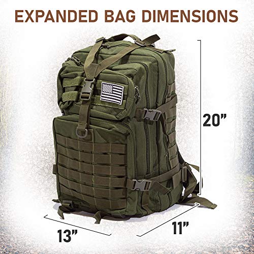 Bug Out Bag Backpack - 50L Tactical Backpack - Great for Survival Essentials (Green Camo)