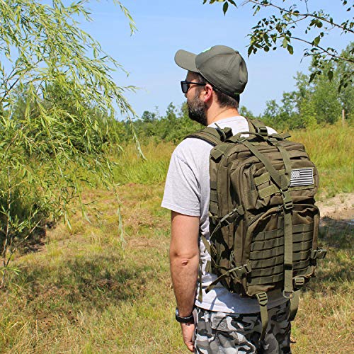 Bug Out Bag Backpack - 50L Tactical Backpack - Great for Survival Essentials (Green Camo)