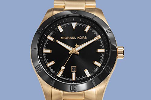 Michael Kors Men's Layton Quartz Watch with Stainless Steel Strap, Gold, 22 (Model: MK8816)