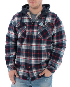 legendary whitetails men's camp berber lined hooded flannel shirt jacket, night river plaid, 3x-large