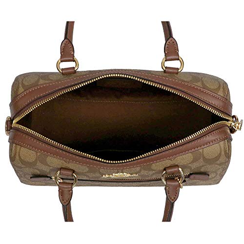 COACH Rowan Satchel In Signature Canvas (IM/Khaki Saddle)