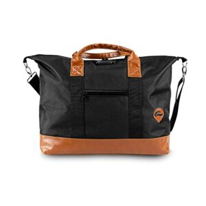 skunk weekender - smell proof bag w/ combiation lock (black/brown leather)