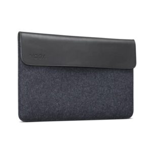 lenovo yoga laptop sleeve for 15-inch computer, leather and wool felt, magnetic closure, accessory pocket, gx40x02934, black