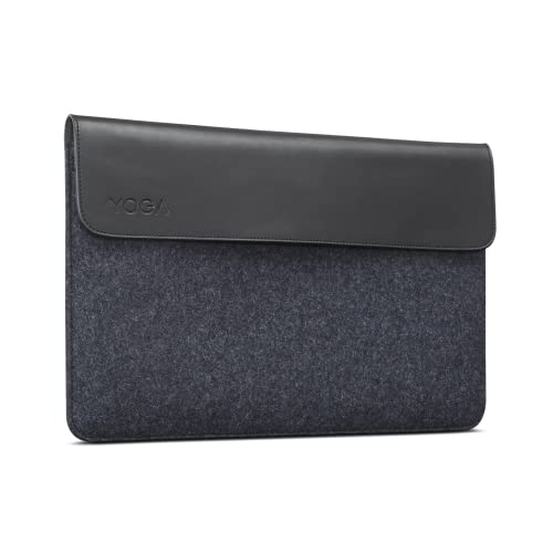 Lenovo Yoga Laptop Sleeve for 15-Inch Computer, Leather and Wool Felt, Magnetic Closure, Accessory Pocket, GX40X02934, Black