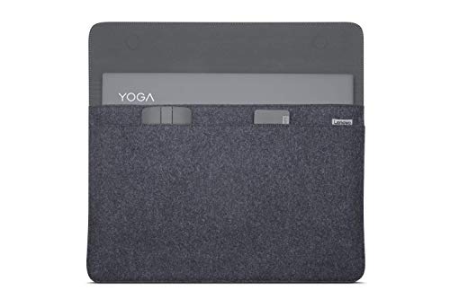 Lenovo Yoga Laptop Sleeve for 15-Inch Computer, Leather and Wool Felt, Magnetic Closure, Accessory Pocket, GX40X02934, Black