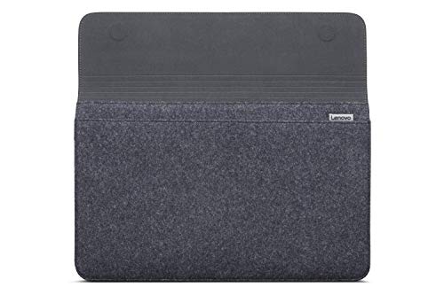 Lenovo Yoga Laptop Sleeve for 15-Inch Computer, Leather and Wool Felt, Magnetic Closure, Accessory Pocket, GX40X02934, Black