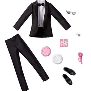 Barbie Fashion Pack: Bridal Outfit for Ken Doll with Tuxedo, Shoes, Watch, Gift, Wedding Cake with Tray & Bouquet, Gift for Kids 3 to 8 Years Old