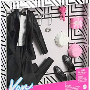 Barbie Fashion Pack: Bridal Outfit for Ken Doll with Tuxedo, Shoes, Watch, Gift, Wedding Cake with Tray & Bouquet, Gift for Kids 3 to 8 Years Old