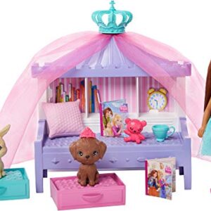 Barbie Princess Adventure Chelsea Princess Storytime Playset, with Chelsea Doll, Canopy Bed, 2 Pets and Accessories, Gift for 3 to 7 Year Olds