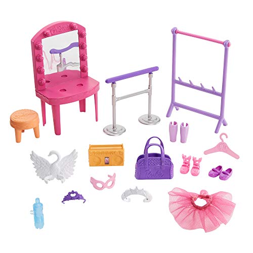 Barbie Club Chelsea Doll and Ballet Playset, 6-inch Brunette, with Transforming Stage, Accessories Including Ballet Barre, Fashion and Accessories, Gift for 3 to 7 Year Olds
