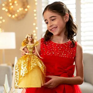 Barbie Signature 2020 Holiday Barbie Doll (12-inch Blonde Long Hair) in Golden Gown, with Doll Stand and Certificate of Authenticity, Gift for 6 Year Olds and Up