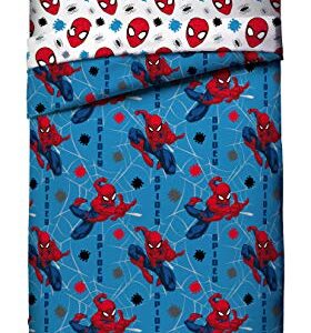 Jay Franco Marvel Spiderman Spidey Faces 4 Piece Twin Bed Set - Includes Reversible Comforter & Sheet Set Bedding - Super Soft Fade Resistant Microfiber - (Official Marvel Product)