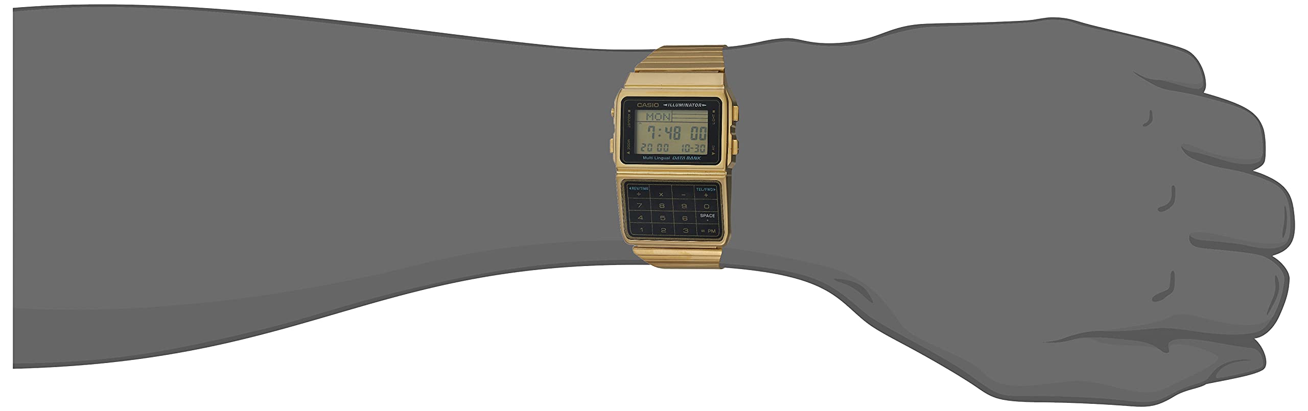 Casio #DBC611G-1D Men's Gold Tone 25 Memory Calculator Databank Watch