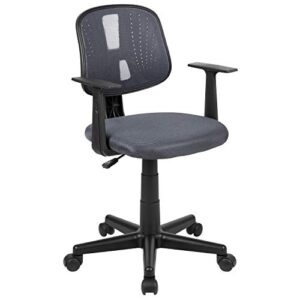 flash furniture flash fundamentals mid-back gray mesh swivel task office chair with pivot back and arms