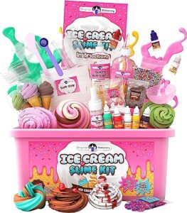 original stationery ice cream slime kit for girls, amazing ice cream slime making kit to make butter slime, cloud slime and foam slimes, great gift idea