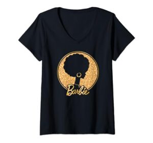 barbie: afro barbie leopard v-neck t-shirt