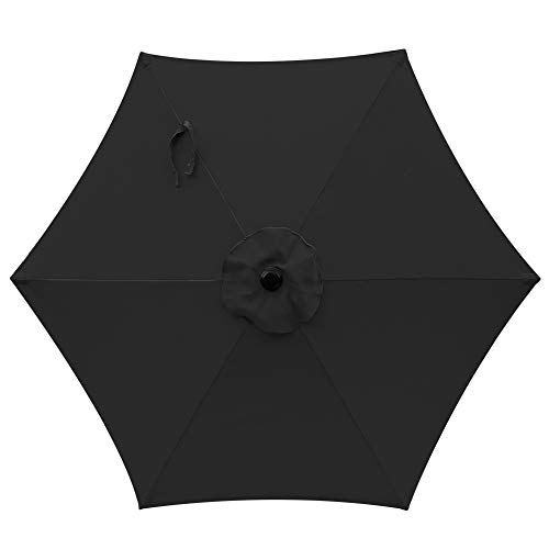 SUNVIVI OUTDOOR 7.5 Ft Patio Umbrella Outdoor Market Table Umbrella Luxury Aluminum Pole Umbrella with Push Button Tilt and Crank, 6 Ribs, Polyester Canopy, Black