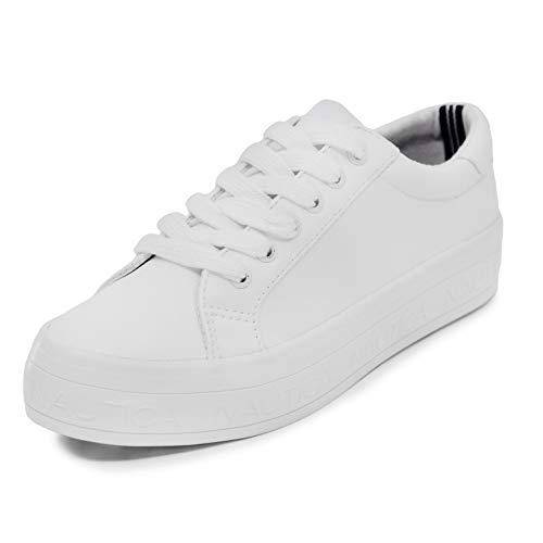 Nautica Women Lace-Up Fashion Sneaker Casual Tennis Shoes-Aelisa-White Size-7.5