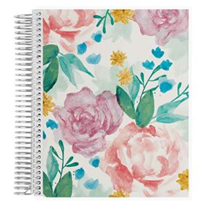erin condren 7" x 9" spiral bound dot grid journal notebook - watercolor blooms. 5mm dot grid. 160 page writing, drawing & art notebook. 80lb thick mohawk paper. stickers included