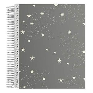 erin condren 7" x 9" spiral bound dot grid journal notebook - starry sky. 5mm dot grid. 160 page writing, drawing & art notebook. 80lb thick mohawk paper. stickers included