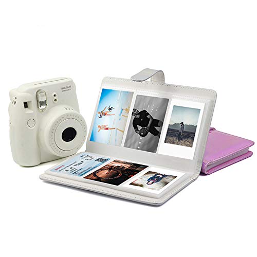 Epicgadget 96 Pocket Mini Film PU Leather Photo Album for Fujifilm Instax Mini 9 8 90 8+ 26 7s Instant Camera Film Polaroid Snap Zip Z2300 PIC-300 Film (Holographic Pink)