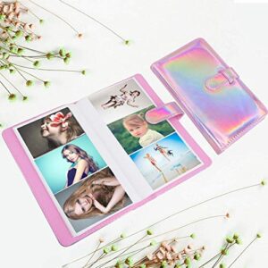 Epicgadget 96 Pocket Mini Film PU Leather Photo Album for Fujifilm Instax Mini 9 8 90 8+ 26 7s Instant Camera Film Polaroid Snap Zip Z2300 PIC-300 Film (Holographic Pink)