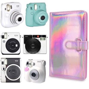 Epicgadget 96 Pocket Mini Film PU Leather Photo Album for Fujifilm Instax Mini 9 8 90 8+ 26 7s Instant Camera Film Polaroid Snap Zip Z2300 PIC-300 Film (Holographic Pink)