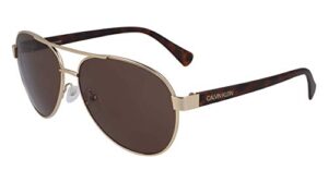 calvin klein men's ck19316s aviator sunglasses, gold/tortoise/tortoise, 60 mm