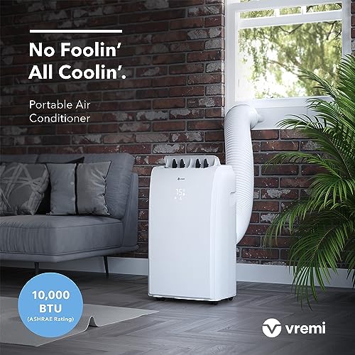 Vremi 10000 BTU Portable Air Conditioner - Easy to Move AC Unit for Rooms up to 250 Sq Ft - with Powerful Cooling Fan, Reusable Filter, Auto Shut Off (6250 BTU New DOE)