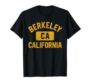 berkeley ca california gym style distressed amber print t-shirt