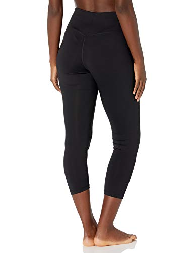 Juicy Couture Women's High Waisted Crop Yoga Tight, Deep Black, Large