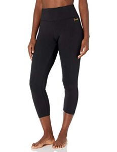 juicy couture women's high waisted crop yoga tight, deep black, large
