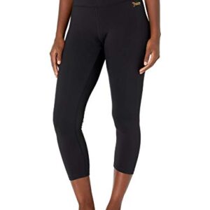 Juicy Couture Women's High Waisted Crop Yoga Tight, Deep Black, Large