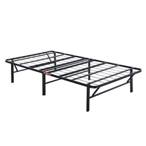 Olee Sleep Foldable Metal Platform Bed Frame, 14 Inch Steel Mattress Foundation, Easy Storage, No Box Spring Needed, Black, Twin Size