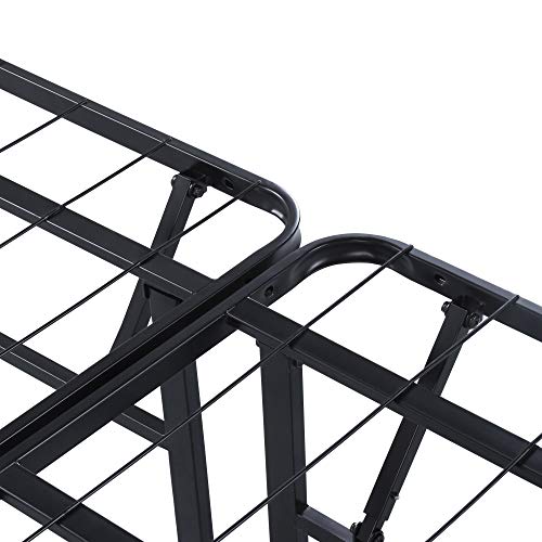 Olee Sleep Foldable Metal Platform Bed Frame, 14 Inch Steel Mattress Foundation, Easy Storage, No Box Spring Needed, Black, Twin Size